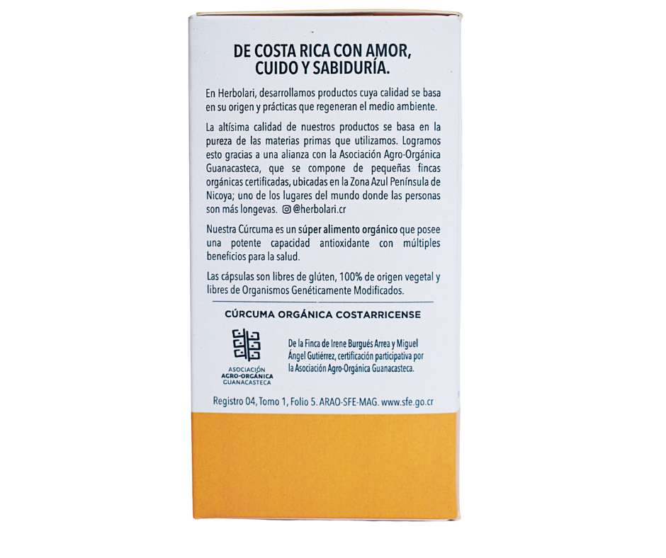 Cúrcuma orgánica y pimienta orgánica en capsulas